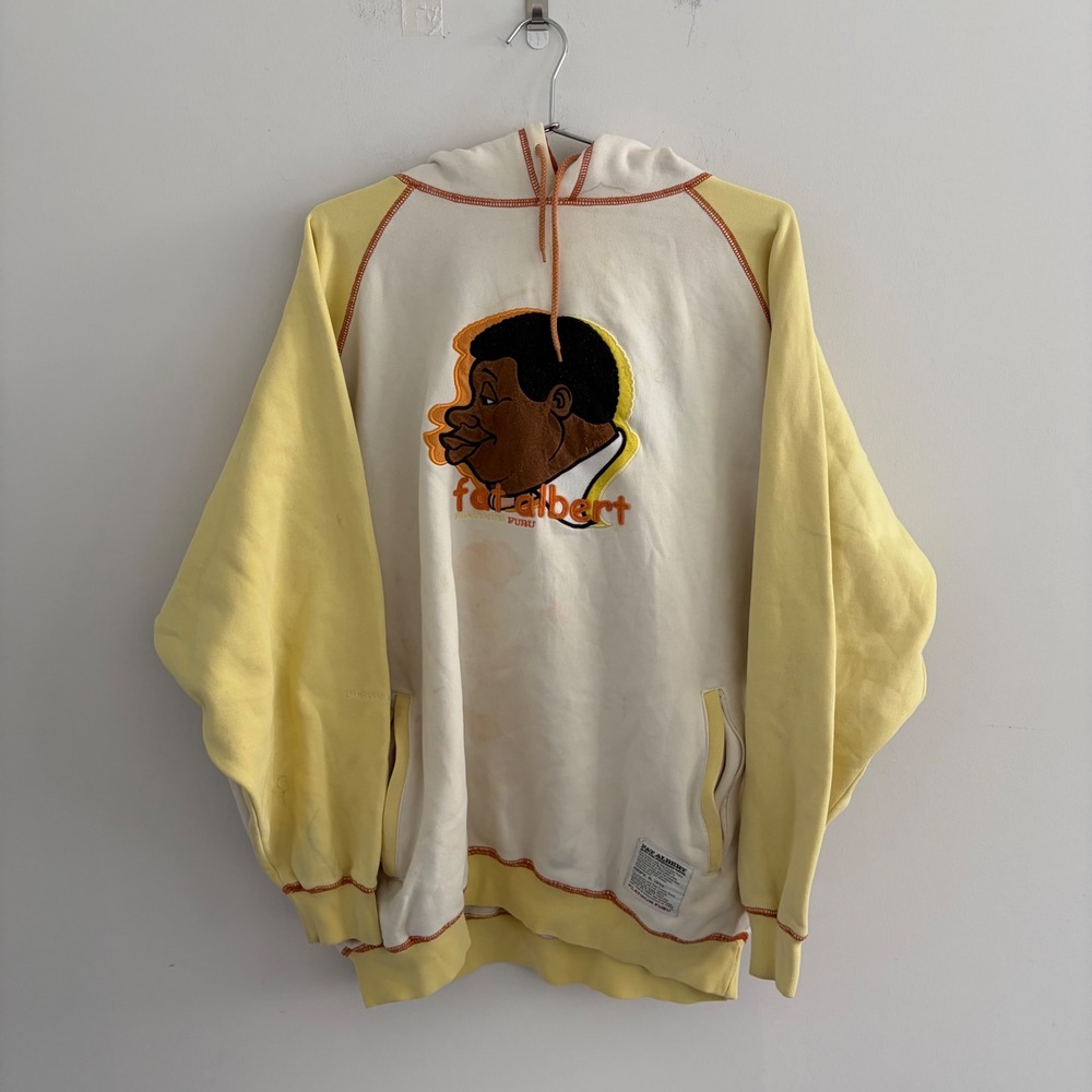 Platinum FUBU Fat Albert Junkyard Gang Hoodie Yellow Cream XXL